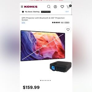 120" Projector Screen with Black Projector